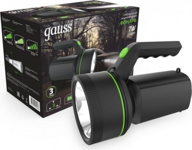 Фонарь GAUSS GFL601 прожекторный 7w 200lm li-ion 3000mah led GF601