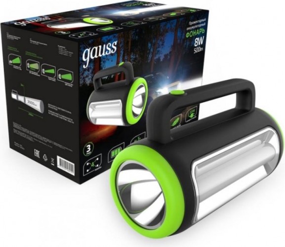 Фонарь GAUSS GFL603 прожекторный 8w 400lm lead acid 1500mah диммируемы GF603