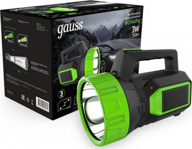 Фонарь GAUSS GFL604 прожекторный 3w 150lm lead acid 900mah led GF604 - изображение 2