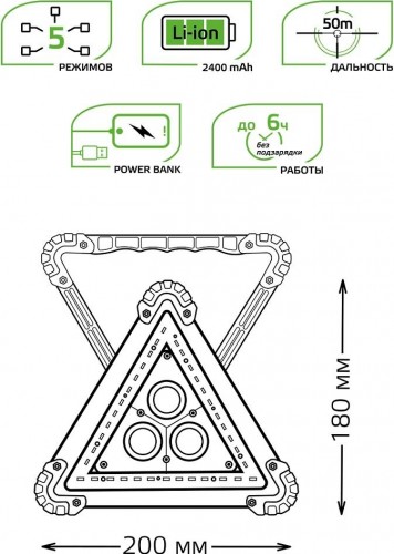 Фонарь GAUSS GFL802 автомобильный 15w 800lm li-ion 2400mah GF802 - изображение 5