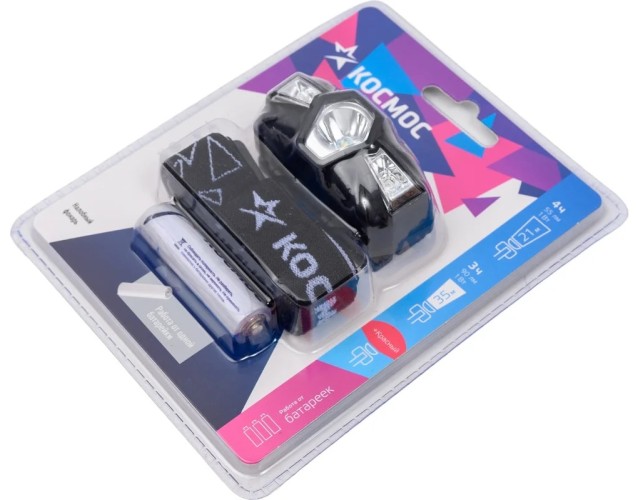 Фонарь налобный КОСМОС KOC517B 1 Bт LED + красный свет, 1xAA (R6) - изображение 2