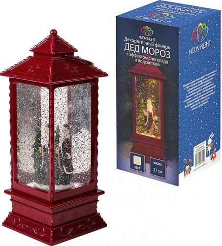 Фонарь Neon-Night 501-062 "Дед мороз" с эффектом снегопада, теплый белый - изображение 2