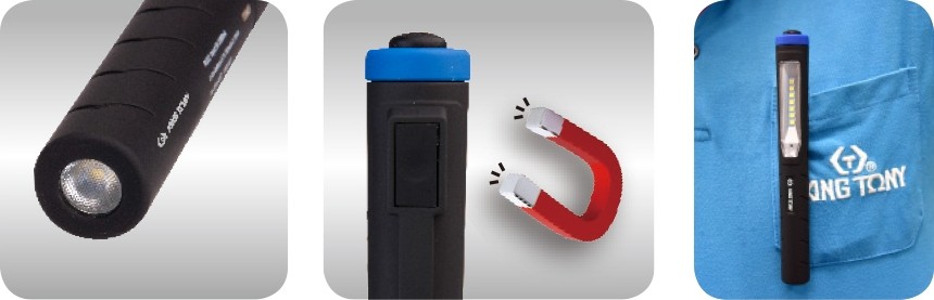 Фонарь светодиодный KING TONY 9TA281 в форме ручки, магнит, 7+1 элемент, li-ion, 3,7В - изображение 3