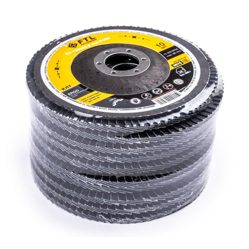 Круг лепестковый для шлифования по нержавеющей стали FoxWeld FTL Ergo 27 цирконий 125 х 22,2 мм P100, 10 шт - изображение 4