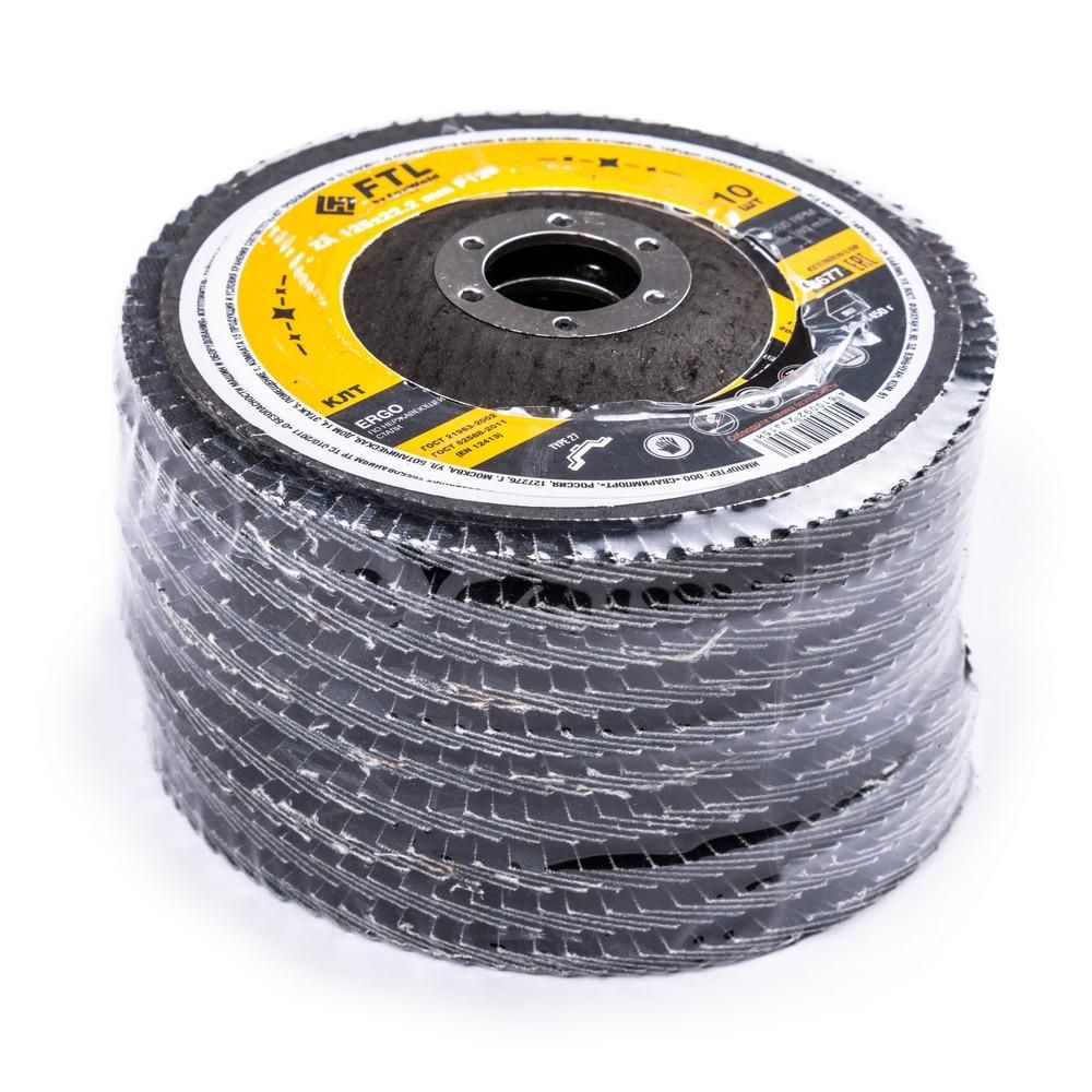 Круг лепестковый для шлифования по нержавеющей стали FoxWeld FTL Ergo 27 цирконий 125 х 22,2 мм P120, 10 шт - изображение 4