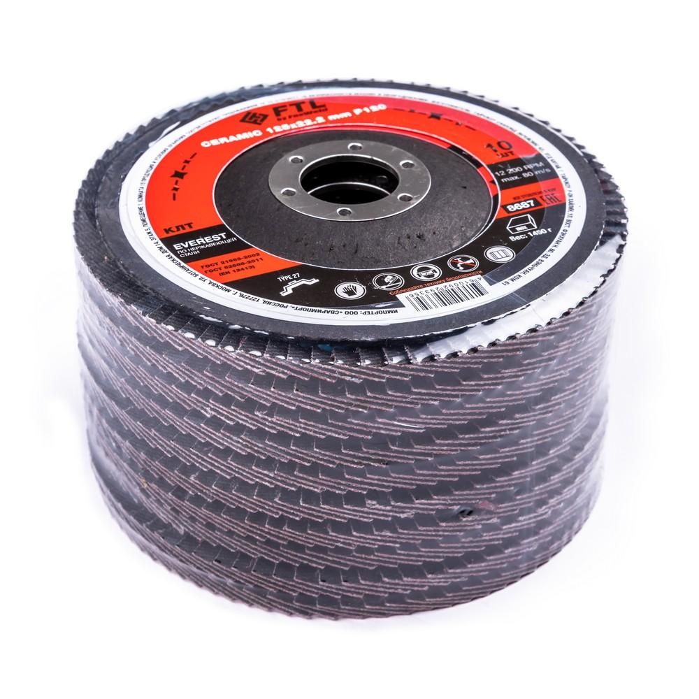 Круг лепестковый с керамическим абразивом для шлифования по нержавеющей стали FoxWeld FTL Everest 27, 10 шт - изображение 4