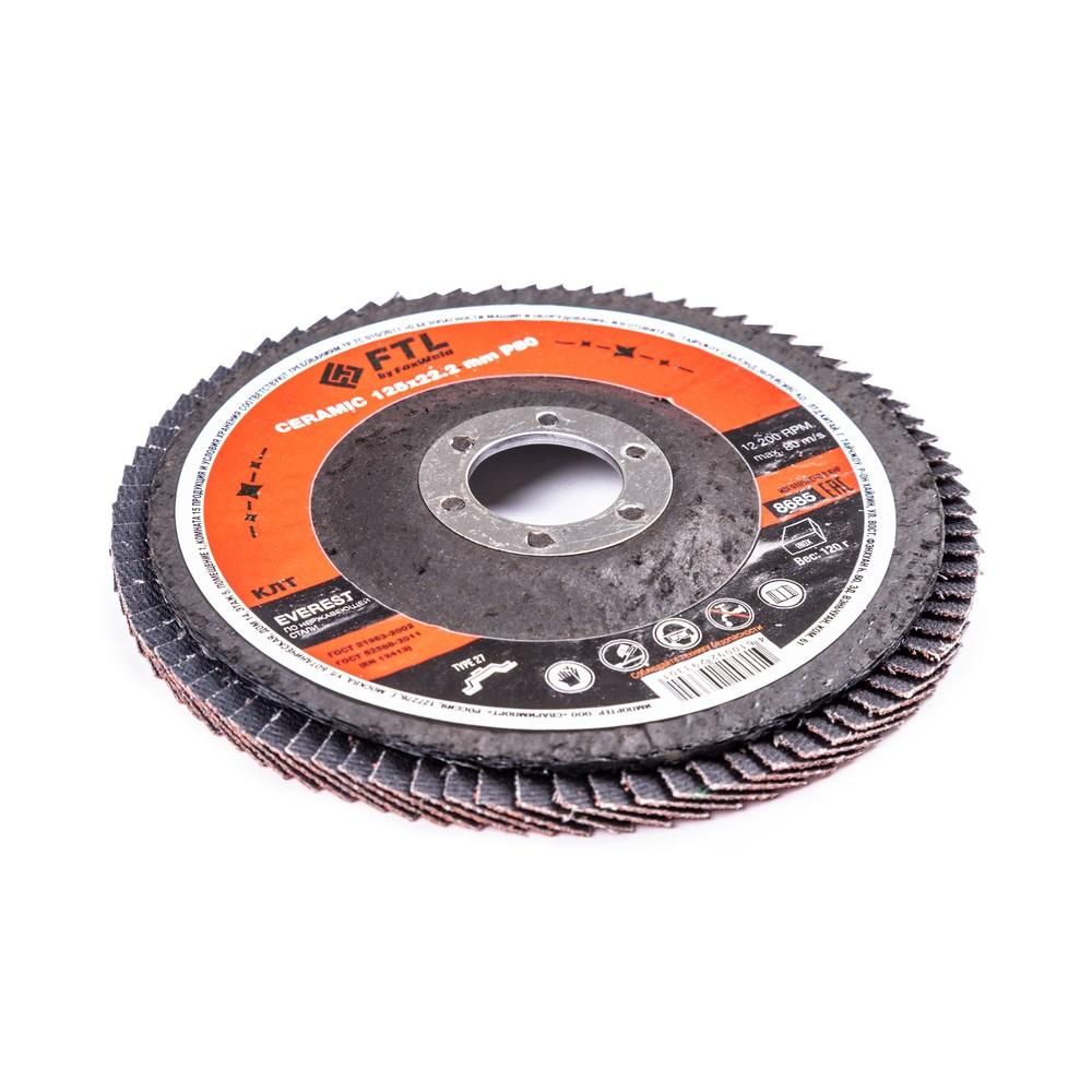 Круг лепестковый с керамическим абразивом для шлифования по нержавеющей стали FoxWeld FTL Everest 27, 10 шт - изображение 2