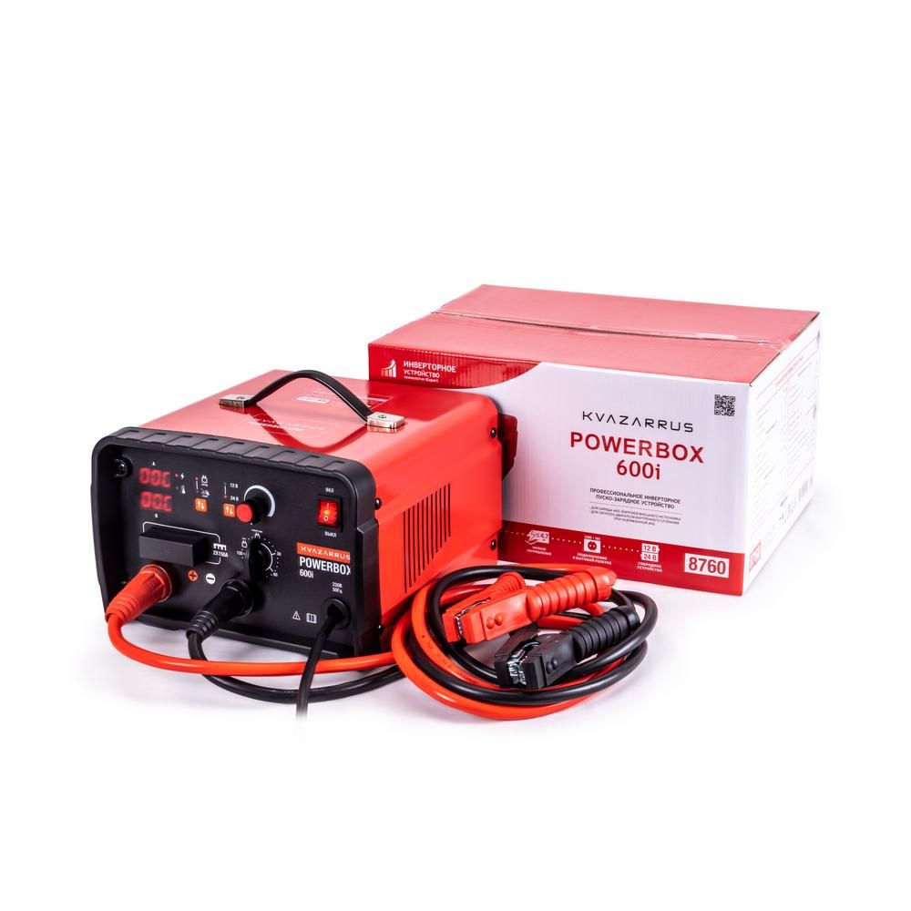 Инверторное пуско-зарядное устройство FoxWeld KVAZARRUS PowerBox 600i, таймер, цветная коробка