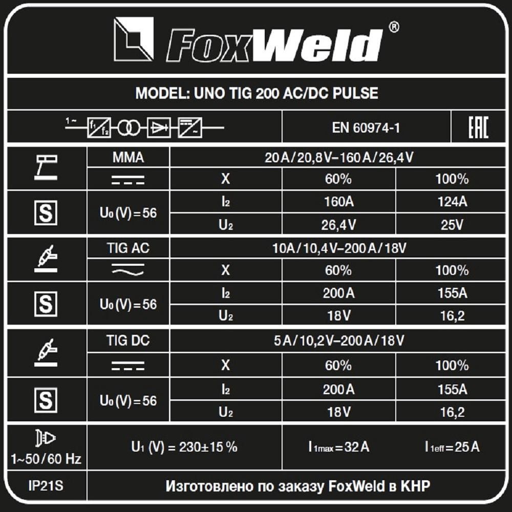 Аппарат аргонодуговой сварки FoxWeld UNO TIG 200 AC/DC PULSE - изображение 6