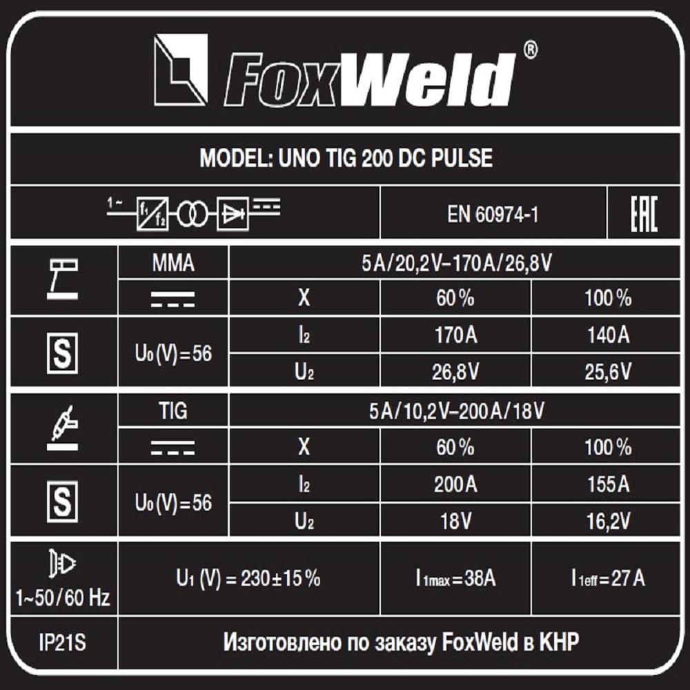 Аппарат аргонодуговой сварки FoxWeld UNO TIG 200 DC PULSE - изображение 7