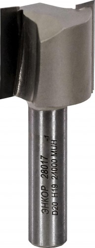 Фреза по дереву ЭНКОР ф 20 X19мм, по ДСП хв. 8 мм. прямая по дсп 28017