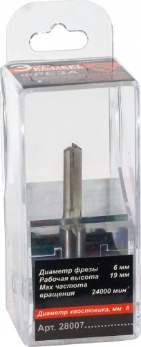 Фреза по дереву ЭНКОР ф 6 X19мм, по ДСП хв. 8 мм. прямая по дсп 28007 - изображение 3
