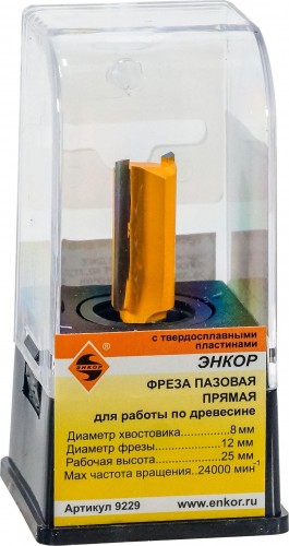 Фреза по дереву ЭНКОР ф12 х25мм хв. 8мм прямая 9229 - изображение 3