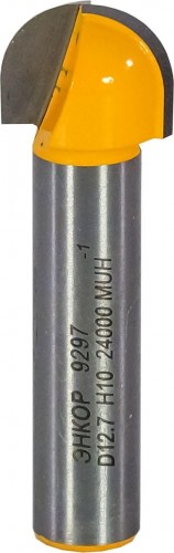 Фреза по дереву ЭНКОР ф12.7х10, r6.35, хв. 8мм гальтельная 9297
