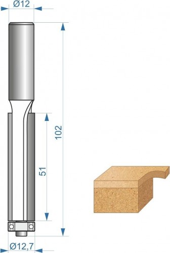 Фреза по дереву ЭНКОР ф12.7х51 хв. 12мм, по ДСП кромочная прямая 28055 - изображение 4