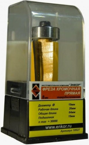 Фреза по дереву ЭНКОР ф19х25.6, хв. 8мм кромочная прямая 10527 - изображение 3