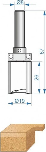 Фреза по дереву ЭНКОР ф19х26 хв. 8 мм, по ДСП кромочная прямая 28063 - изображение 4