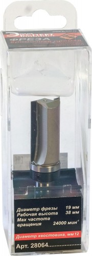 Фреза по дереву ЭНКОР ф19х38 хв. 12 мм, по ДСП кромочная прямая 28064 - изображение 3
