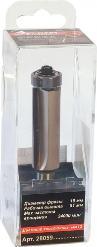 Фреза по дереву ЭНКОР ф19х50.8 хв. 12 мм кромочная прямая по дсп 28059 - изображение 3