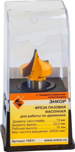Фреза по дереву ЭНКОР ф22.2х15, r9.5, хв. 12мм фасонная 10631 - изображение 2