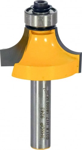 Фреза по дереву ЭНКОР ф31.8х17, r9.5, хв.8мм кромочная калевочная 9243