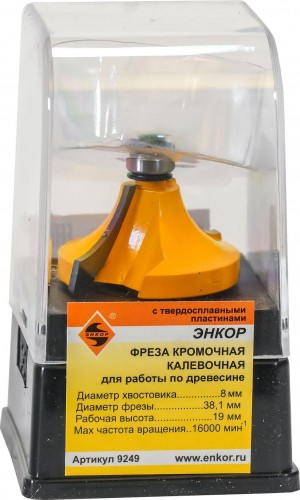 Фреза по дереву ЭНКОР ф38.1х19,r12.7, хв.8мм кромочная калевочная 9249 - изображение 3