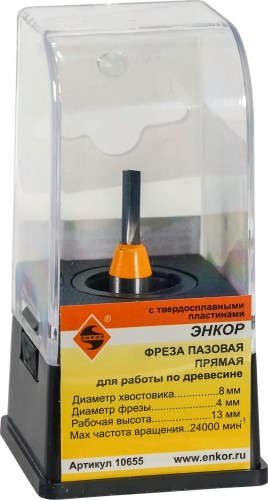 Фреза по дереву ЭНКОР ф4 х13мм хв. 8мм прямая 10655 - изображение 3