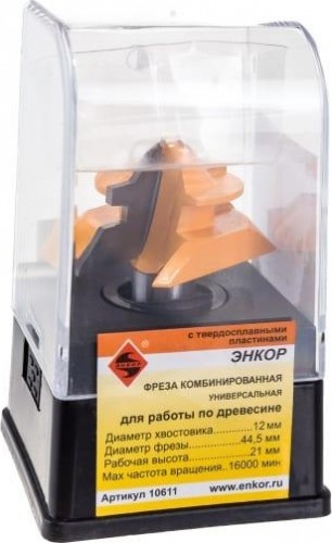 Фреза по дереву ЭНКОР ф44.5х21, хв. 12мм комбинир. универсальная 10611 - изображение 2
