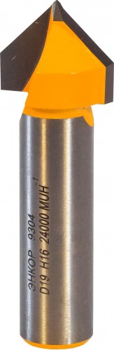 Фреза по дереву ЭНКОР пазовая гальтельная v-обр. ф9.5, 90°, хв. 12мм 9304