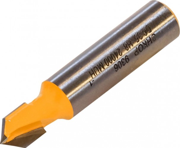 Фреза по дереву ЭНКОР пазовая гальтельная V-обр.  ф6.3, 90°, хв. 8мм 9306 - изображение 2