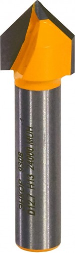 Фреза по дереву ЭНКОР V гальтельная v-обр. ф12.7, 90°, хв. 8мм 9308