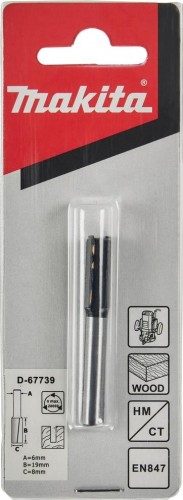 Фреза по дереву MAKITA D-67739 пазовая с 2 режущ. кромками 8x19x6x51x2t - изображение 2