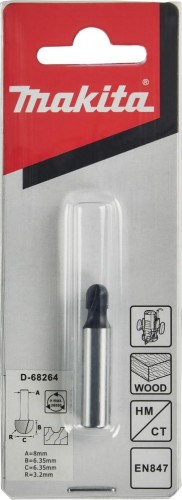 Фреза по дереву MAKITA D-68264 паз. галтельная 3,2r 6,35х6,35х8х38х2т - изображение 3