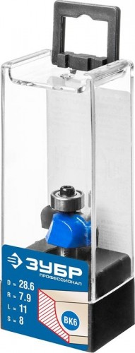 Фреза по дереву ЗУБР ПРОФЕССИОНАЛ 28,6x11мм, радиус 7.9мм, кромочная калевочная №2 28702-28.6 - изображение 2