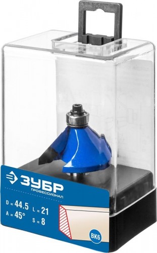 Фреза по дереву ЗУБР ПРОФЕССИОНАЛ 44,5x23мм, кромочная калевочная(фасочная) №9 28711-44.5 - изображение 2