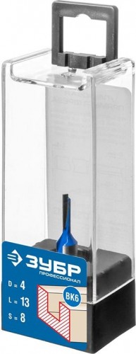 Фреза по дереву ЗУБР ПРОФЕССИОНАЛ 4x13мм, хвостовик 8мм, прямая 28753-4-13 - изображение 2