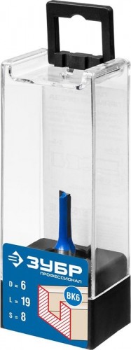 Фреза по дереву ЗУБР ПРОФЕССИОНАЛ 6x19мм, хвостовик 8мм, прямая 28753-6-19 - изображение 2