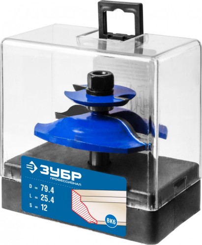 Фреза по дереву ЗУБР ПРОФЕССИОНАЛ 79,4x25.4мм, хвостовик 12мм, фигирейная двухсторон 28763-79.4 - изображение 2