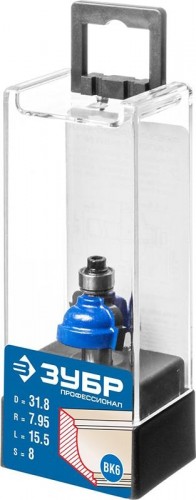 Фреза по дереву ЗУБР ПРОФЕССИОНАЛ 31,8x17мм, радиус 8мм, кромочная калевочная №7 28709-31.8 - изображение 2