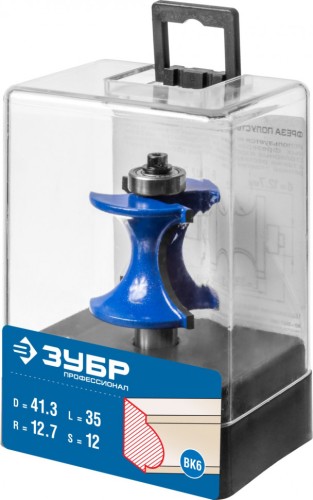 Фреза по дереву ЗУБР ПРОФЕССИОНАЛ 41,3x35мм, радиус 12.7мм, с подшипником 28722-41.3 - изображение 2