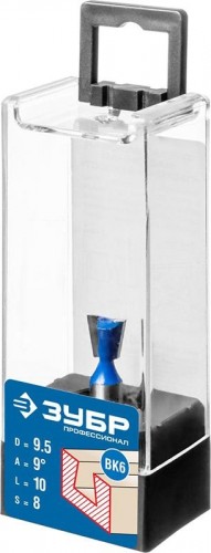 Фреза по дереву ЗУБР ПРОФЕССИОНАЛ 9.5x10мм, угол 14°, фасонная "ласточкин хвост" 28748-9.5 - изображение 2