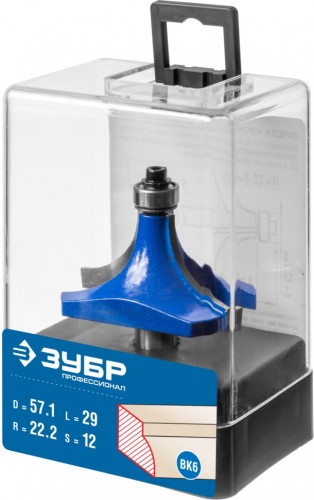 Фреза по дереву ЗУБР ПРОФЕССИОНАЛ 57,1x27мм, радиус 22мм, кромочная калевочная №1 28701-57.1 - изображение 2