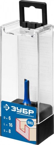 Фреза по дереву ЗУБР ПРОФЕССИОНАЛ 6x16мм, хвостовик 8мм, прямая 28753-6-16 - изображение 2