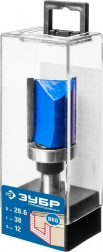 Фреза по дереву ЗУБР ПРОФЕССИОНАЛ 28,6x38мм, хвостовик 12мм, прямая с верхним подшип 28756-28.6-38-12 - изображение 2