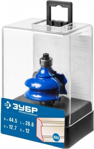 Фреза по дереву ЗУБР ПРОФЕССИОНАЛ 44,5x28мм, хвостовик 12мм, кромочная фигурная №4 28715-44.5 - изображение 2