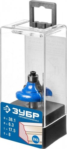 Фреза по дереву ЗУБР ПРОФЕССИОНАЛ 38.1x17,5мм, радиус 6.3мм, кромочная калевочная №3 28704-38.1 - изображение 2