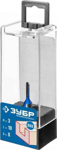 Фреза по дереву ЗУБР ПРОФЕССИОНАЛ 3x10мм, хвостовик 8мм, прямая 28753-3-10 - изображение 2