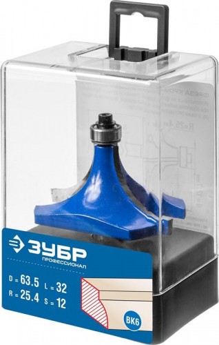 Фреза по дереву ЗУБР ПРОФЕССИОНАЛ 63,5x32мм, радиус 25мм, кромочная калевочная №1 28701-63.5 - изображение 2