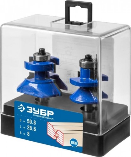 Фреза по дереву ЗУБР ПРОФЕССИОНАЛ 50x30мм, хвостовик 8мм, набор для вагонки 28770-50-H2 - изображение 2