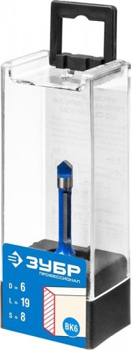 Фреза по дереву ЗУБР ПРОФЕССИОНАЛ 6x19мм, хвостовик 8мм, кромочная прямая со сверлом 28726-6 - изображение 2